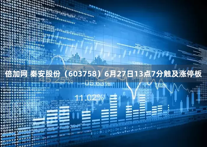 倍加网 秦安股份（603758）6月27日13点7分触及涨停板